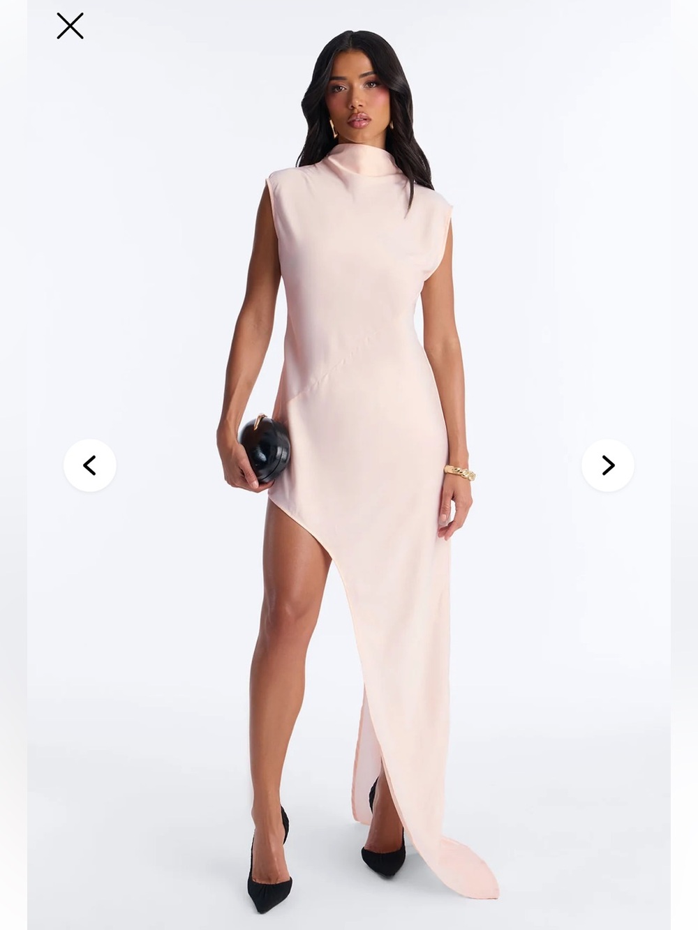 Fashion Nova Sleeveless Asymmetrical Blush Pink Gown